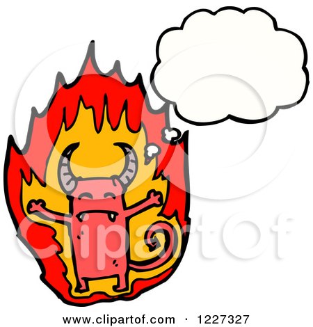 Clipart of a Flaming Monster Thinking - Royalty Free Vector Illustration by lineartestpilot