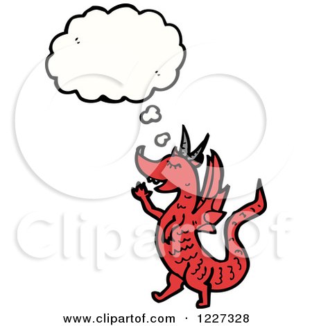 Clipart of a Thinking Red Dragon - Royalty Free Vector Illustration by lineartestpilot