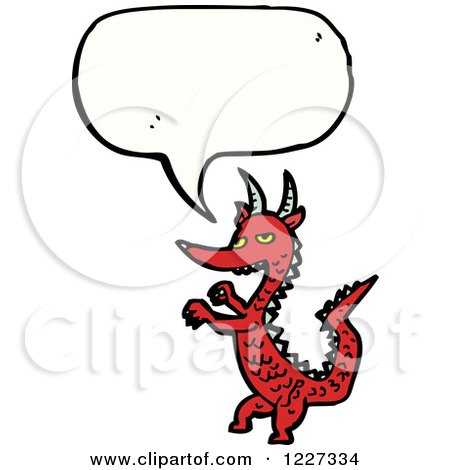 Clipart of a Talking Red Dragon - Royalty Free Vector Illustration by lineartestpilot