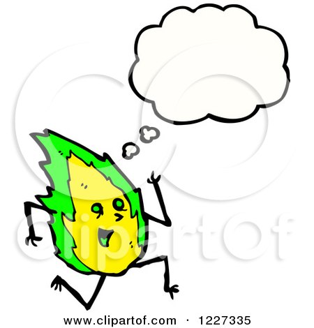 Clipart of a Thinking Running Green Flame - Royalty Free Vector Illustration by lineartestpilot