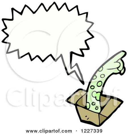 Clipart of a Monster Arm Talking from a Box - Royalty Free Vector Illustration by lineartestpilot