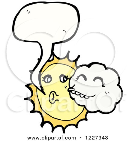 Clipart of a Talking Sun and Cuddling Cloud - Royalty Free Vector Illustration by lineartestpilot