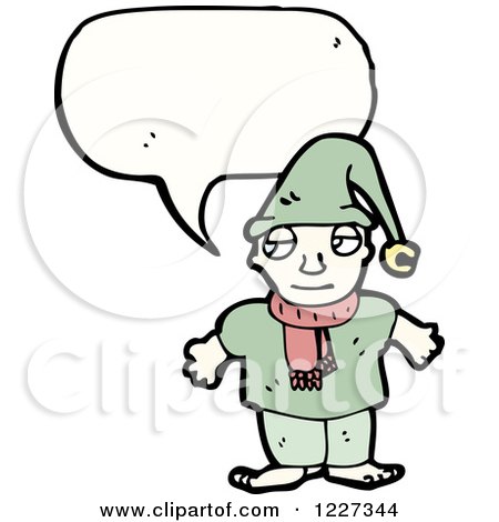 Clipart of a Talking Christmas Elf - Royalty Free Vector Illustration by lineartestpilot