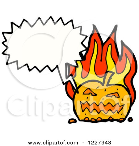 Clipart of a Talking Flaming Jackolantern Pumpkin - Royalty Free Vector Illustration by lineartestpilot