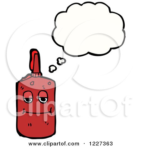 Clipart of a Thinking Bottle of Ketchup - Royalty Free Vector Illustration by lineartestpilot