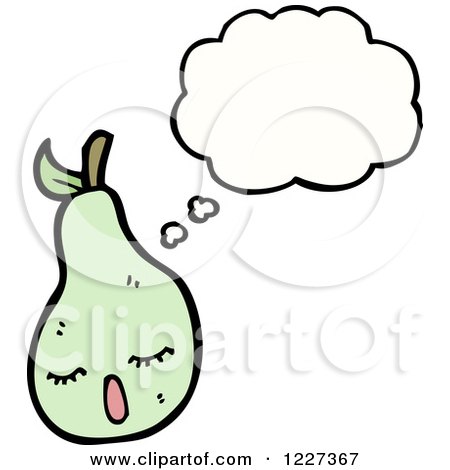 Clipart of a Thinking Pear - Royalty Free Vector Illustration by lineartestpilot