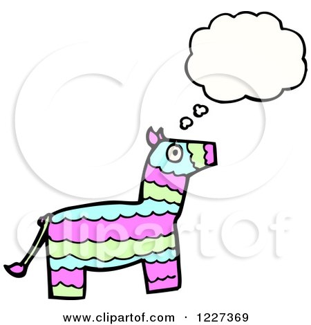 Clipart of a Thinking Donkey Pinata - Royalty Free Vector Illustration by lineartestpilot