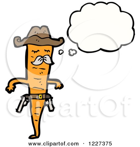 Clipart of a Thinking Carrot Sheriff - Royalty Free Vector Illustration by lineartestpilot