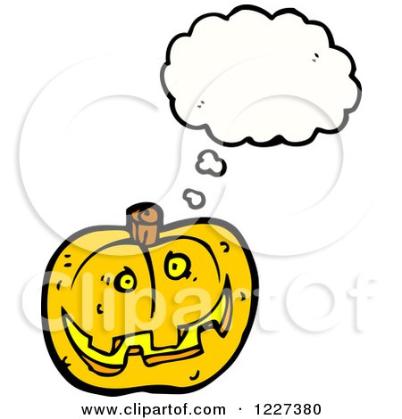 Clipart of a Thinking Happy Jackolantern - Royalty Free Vector Illustration by lineartestpilot