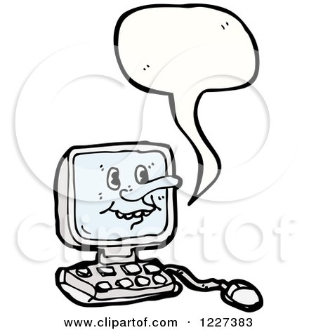 Clipart of a Talking Desktop Computer - Royalty Free Vector Illustration by lineartestpilot