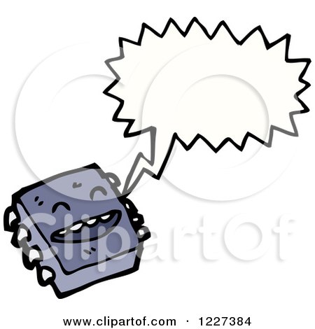Clipart of a Talking Computer Chip - Royalty Free Vector Illustration by lineartestpilot