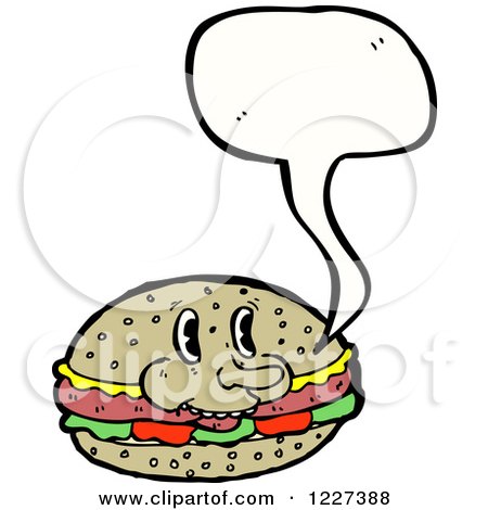 Clipart of a Talking Cheeseburger - Royalty Free Vector Illustration by lineartestpilot