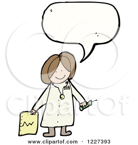 Clipart of a Talking Female Doctor - Royalty Free Vector Illustration by lineartestpilot