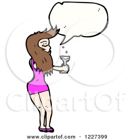 Clipart of a Talking Woman with a Cocktail - Royalty Free Vector Illustration by lineartestpilot