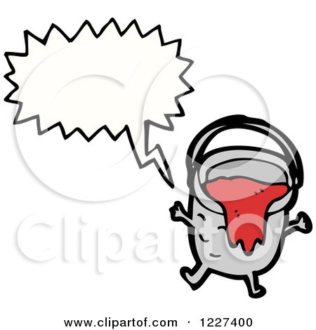 Clipart of a Talking Bucket of Red Paint - Royalty Free Vector Illustration by lineartestpilot