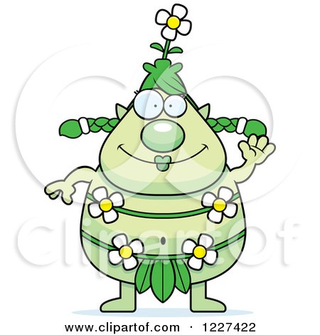 Clipart of a Waving Female Forest Sprite - Royalty Free Vector Illustration by Cory Thoman