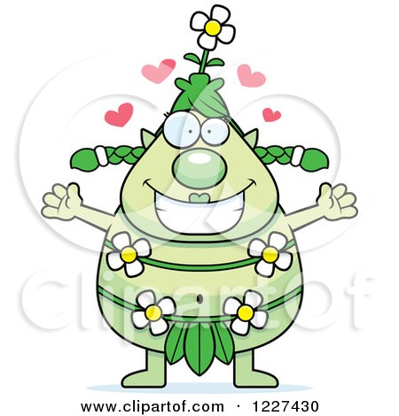Clipart of a Loving Female Forest Sprite Wanting a Hug - Royalty Free Vector Illustration by Cory Thoman