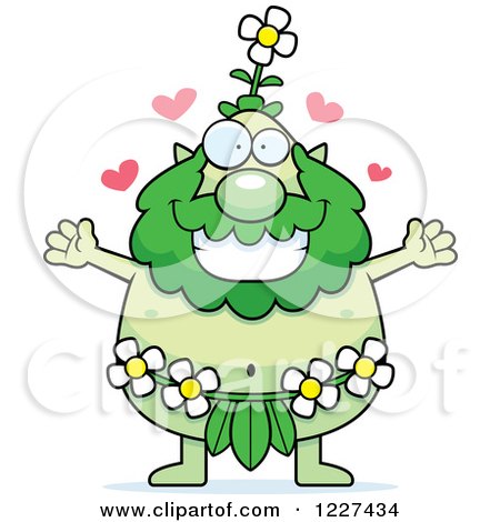 Clipart of a Loving Male Forest Sprite Wanting a Hug - Royalty Free Vector Illustration by Cory Thoman
