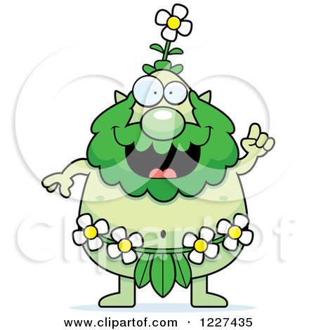Clipart of a Smart Male Forest Sprite with an Idea - Royalty Free Vector Illustration by Cory Thoman