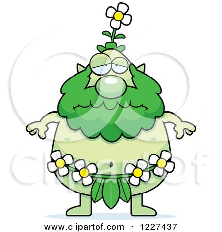 Clipart of a Depressed Male Forest Sprite - Royalty Free Vector Illustration by Cory Thoman