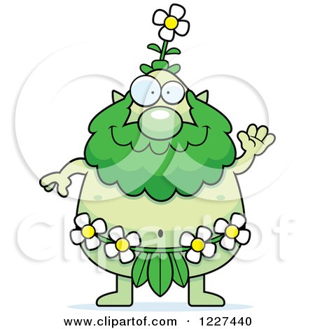 Clipart of a Waving Male Forest Sprite - Royalty Free Vector Illustration by Cory Thoman