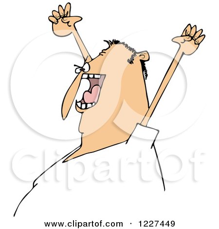 Clipart of a Caucasian Man Cheering at a Sports Game - Royalty Free Vector Illustration by djart