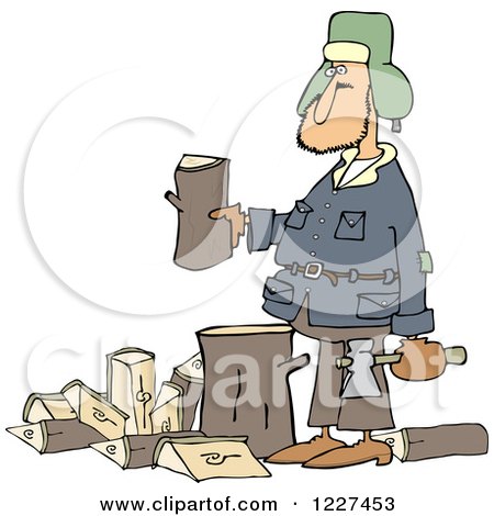 Clipart of a Caucasian Man Splitting Wood - Royalty Free Vector ...