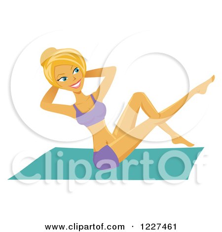 Clipart of a Fit Blond Caucasian Woman Doing Pilates - Royalty Free Vector Illustration by Amanda Kate