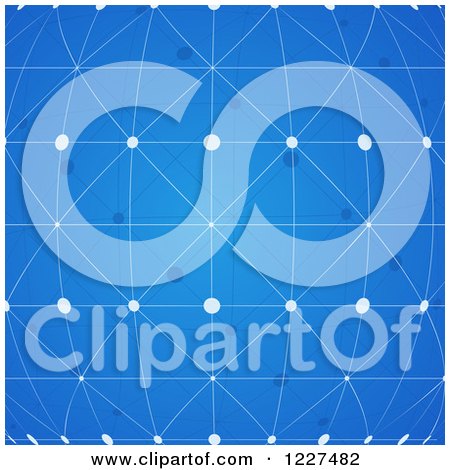 Clipart of a Blue Network Grid Background - Royalty Free Vector Illustration by elaineitalia