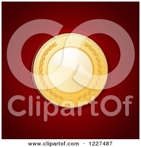 Clipart of a Golden Medal on Read Leather - Royalty Free Vector Illustration by elaineitalia