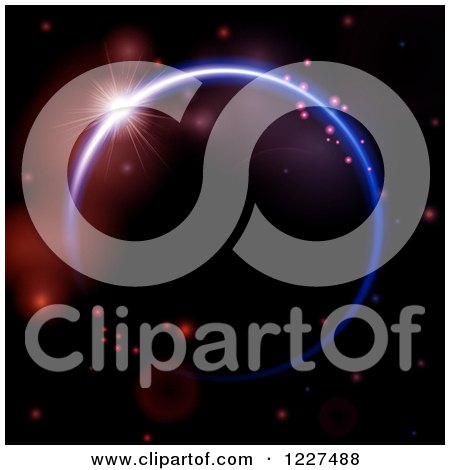 Clipart of a Light Shining over a Neon Circle - Royalty Free Vector Illustration by elaineitalia