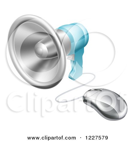Clipart of a Megaphone Connected to a Computer Mouse - Royalty Free Vector Illustration by AtStockIllustration