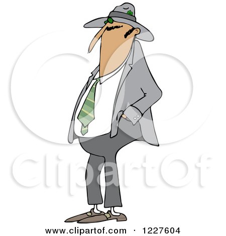 Clipart of a Man Wearing a Fedora Hat - Royalty Free Vector Illustration by djart