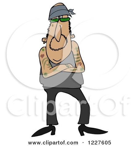 Clipart of a Gang Banger Man with Folded Arms - Royalty Free Illustration by djart