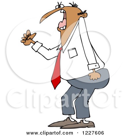 Clipart of an Irate Business Man Waving a Fist - Royalty Free Vector Illustration by djart