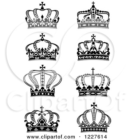 Clipart of Black and White Crowns 9 - Royalty Free Vector Illustration by Vector Tradition SM
