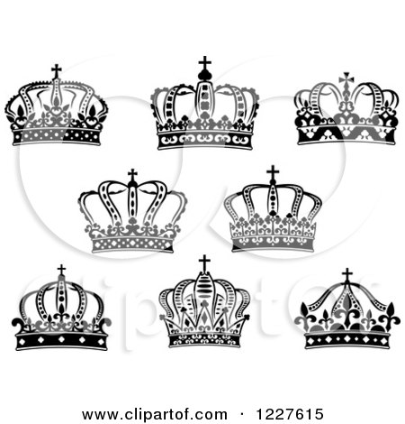 Clipart of Black and White Crowns 8 - Royalty Free Vector Illustration by Vector Tradition SM