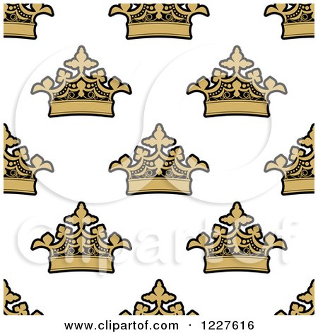 Clipart of a Seamless Background Pattern of Gold Crowns - Royalty Free Vector Illustration by Vector Tradition SM