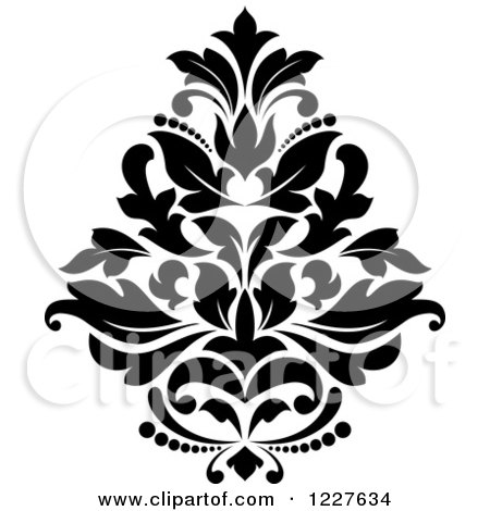 Clipart of a Black and White Floral Damask Design 38 - Royalty Free Vector Illustration by Vector Tradition SM