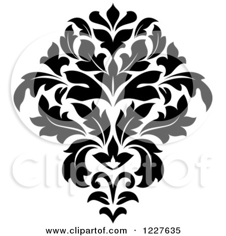 Clipart of a Black and White Floral Damask Design 40 - Royalty Free Vector Illustration by Vector Tradition SM
