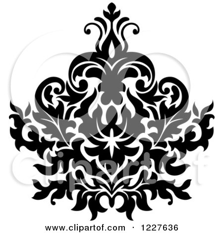 Clipart of a Black and White Floral Damask Design 37 - Royalty Free Vector Illustration by Vector Tradition SM