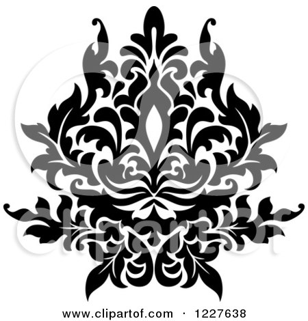 Clipart of a Black and White Floral Damask Design 35 - Royalty Free Vector Illustration by Vector Tradition SM