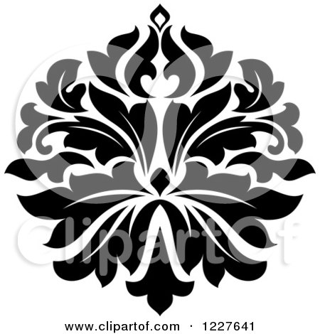 Clipart of a Black and White Floral Damask Design 34 - Royalty Free Vector Illustration by Vector Tradition SM