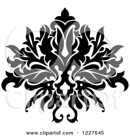 Clipart of a Black and White Floral Damask Design 39 - Royalty Free Vector Illustration by Vector Tradition SM