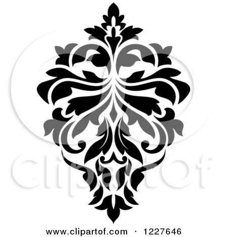 Clipart of a Black and White Floral Damask Design 30 - Royalty Free Vector Illustration by Vector Tradition SM