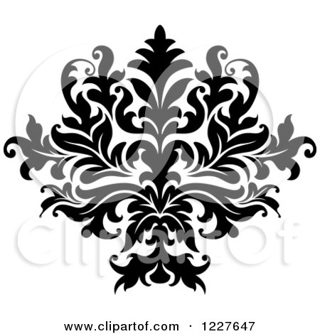 Clipart of a Black and White Floral Damask Design 36 - Royalty Free Vector Illustration by Vector Tradition SM