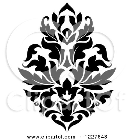 Clipart of a Black and White Floral Damask Design 32 - Royalty Free Vector Illustration by Vector Tradition SM