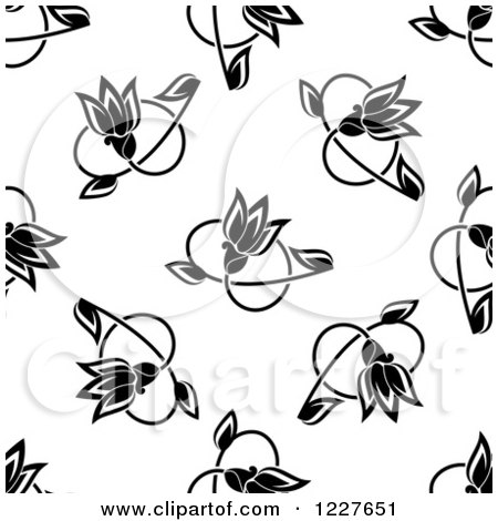 Clipart of a Seamless Background Pattern of Black and White Flowers - Royalty Free Vector Illustration by Vector Tradition SM