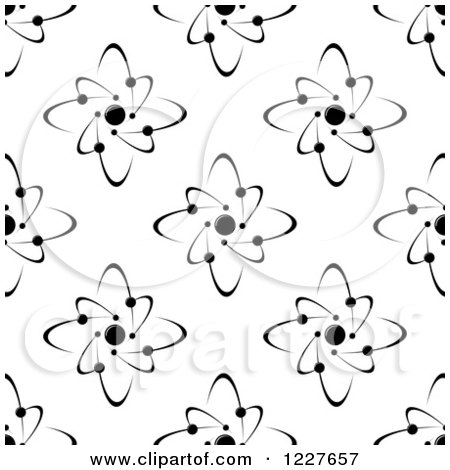 Clipart of a Black and White Seamless Atom and Molecule Pattern - Royalty Free Vector Illustration by Vector Tradition SM