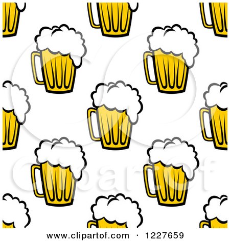 Clipart of a Seamless Background Pattern of Beer Mugs - Royalty Free Vector Illustration by Vector Tradition SM